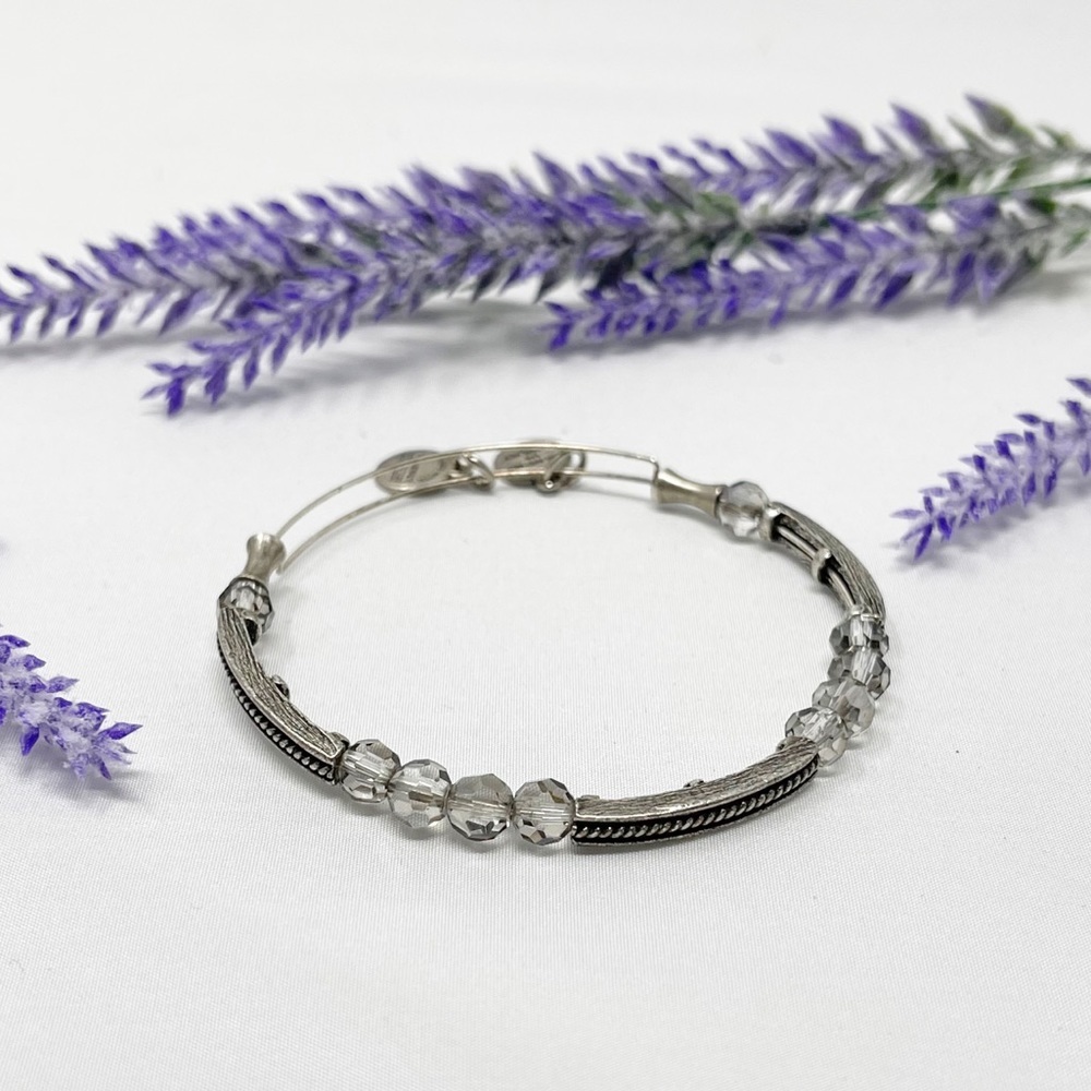 Alex + Ani Crystal Beaded Silver Tone Adjustable Bracelet + Energy Technology